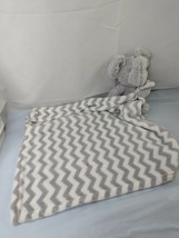 Gray Elephant Plush Lovey Chevron Security Blanket Zigzag Stuffed Animal Toy - $15.25