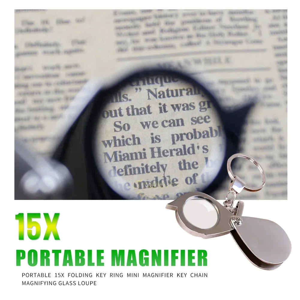 Portable 10/15X Folding Key Ring Mini Magnifier Key Chain Magnifying Durable GlB - £19.71 GBP