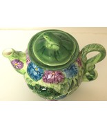 1998 Jeanette Adams Whimsical Fairytale Frog &amp; Flowers Stacking Teapot f... - $28.99