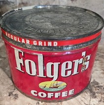 Vintage Folgers Coffee Can 16oz. 1lb With Lid Mountain Grown 1952 Tin - $19.79