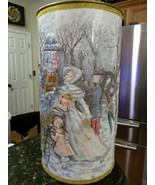 P &amp; K 3D Paper Mache Basket Trash Waste Can Shabby Cottage Christmas Winter - $1,607.97 MXN