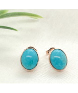 14k Rose Gold Genuine Kingman Turquoise Stud Earrings 3.12 Carats TW (#J... - $9,781.13 MXN