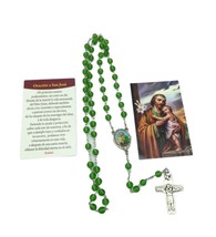 St.Saint Joseph Green Catholic  Rosary Necklace San Jose Rosario Oración Prayer - £10.19 GBP