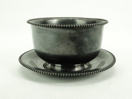 Vintage Silverplate, 5&quot; Footed Serving Bowl W/Underplate, Beaded Rims, SLVR-20 - £19.09 GBP