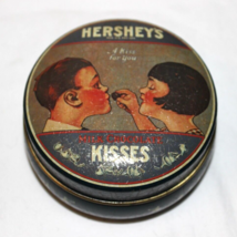 Vintage 1982 Hershey&#39;s Milk Chocolate Kisses Tin Made In England 3.5&quot; X 1.75&quot; - £5.23 GBP