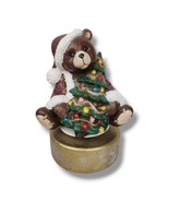 Vintage Christmas Teddy Bear Figurine Ceramic Musical Silver Bells Tree ... - £22.08 GBP