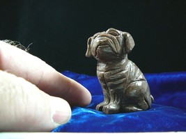 (Y-DOG-SH-707) brown tan SHAR PEI Pug sharpei dog dogs FIGURINE carving ... - $17.53