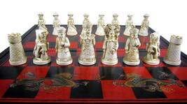 Chess set Ancient chinese  32 resin pieces  nice box and board small  bl... - $69.99