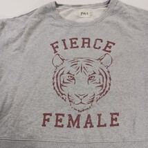 Pact Organic Cotton Crop Sweatshirt Gray FIERCE FEMALE Graphic Pullover Womens L image 6