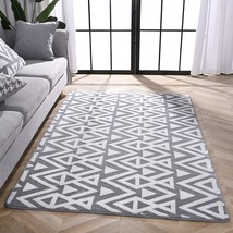 Ompaa Ultra Soft Shaggy Rugs Memory Foam Bedroom Carpet, Grey 4 X 6 Feet, Plush - £31.59 GBP