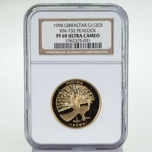 1998 Gibilterra 1/2 Oz. .9999 Oro 1/2 Corona Pavone NGC PF69 Ultra Cameo... - $3,841.95