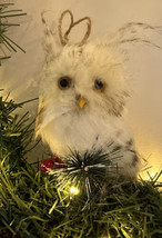 Owl Christmas Tree Ornament Faux Fur Woodland Rustic Country Style New 5&quot; - £6.57 GBP
