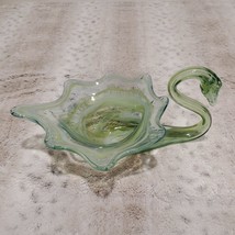 Vintage 1960&#39;s Arklahoma Sooner Art Glass Hand Blown Swan Mint Chocolate Swirl - £37.19 GBP