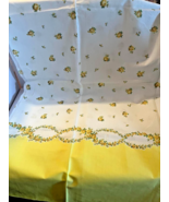 36x84&quot; Vintage Floral Fabric Yellow Green White - £5.96 GBP