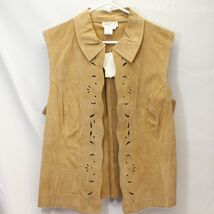 Women Coldwater Creek Suede Leather Vest Size PL Lase  Cutout Open Front... - $26.45