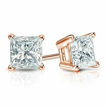 14k Rose Gold Plated 2Ct Princess Cut Simulated Diamond Stud Earrings in Women&#39;s - £21.92 GBP