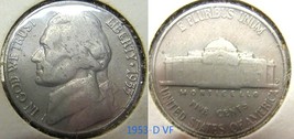 Jefferson  Nickel 1953-D VF - £1.95 GBP