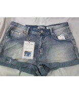 NWT Indigo Rein Jr High Rise Short Cuffed Destruction Med Blue Sz 7 Org ... - €8,26 EUR