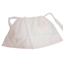 Polka Dot Half Apron Pink White Lace Heart Pockets Vintage Kitchen Dress Cover - £22.22 GBP