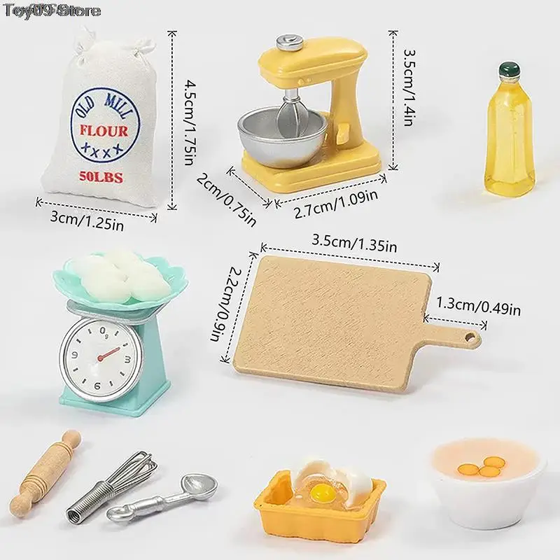 1Set 1:12 Dollhouse Miniature Flour Egg Beater Rolling Pin Cut Board Oil Bottle - £8.45 GBP+