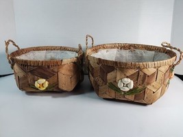 Vintage Straw Raffia Baskets Casserole Carriers Round Rectangle 3D Fruit... - $17.41