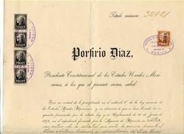 Porfirio Diaz Signed 1906 Mining Claim &amp; Map Mexico Stamps La Liberal Go... - £442.18 GBP