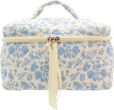 Cotton Makeup Bag for Women Large Quilted Travel Cosmetic Case Girls&#39; Make Up Or - £29.07 GBP