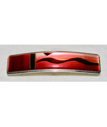 VINTAGE RED &amp; BLACK MODERN GRAPHIC DESIGN ON SILVER-TONE METAL HAIR BARR... - €4,23 EUR