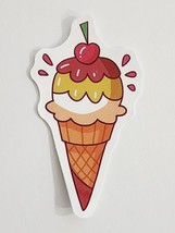 Ice Cream Cone with Cherry on Top Cute Cartoon Sticker Decal Embellishment Treat - £2.03 GBP