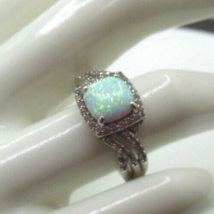 Vintage Signed SUN 925 Sterling Silver Opal Ring Size 7 - £93.45 GBP