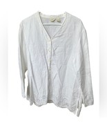 J. JILL 100% Linen White Button Front Shirt Size L - $35.00