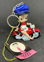 Biker Betty Boop Riding Motorcycle 3&quot; PVC Figure Keyring 2002 Westland Giftware - £7.39 GBP