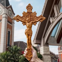 St. Benedict Exorcism Cross Wood Carved - Bless You and Your Family - $79.00+