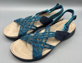Clarks Collection Womens Sandals 8.5 Amanda Ease Blue Slingback Comfort - $443.43 MXN