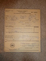 Original Vintage 1962 Chester PA Death Certificate by External Trauma - $44.55