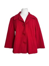 Chicos Womens Blazer Jacket Size 1 Small Red Textured Pattern Lined 3/4 ... - £19.46 GBP