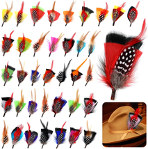 Geosar 36 Pieces Hat Feathers for Hat Colorful Large Hat Band Real Feathers Pack - £17.55 GBP