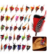 Geosar 36 Pieces Hat Feathers for Hat Colorful Large Hat Band Real Feath... - £17.13 GBP