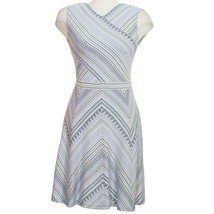 BCBG MAXAZRIA White Blue Jasmine Chevron Striped Knit Jacquard Dress S - $119.99