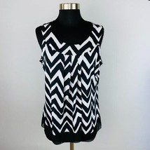 Zac &amp; Rachel Top Black White Tribal Artsy Zig Zag Print Sleeveless M - $26.99