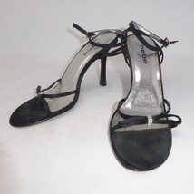 Bebe Black Bling 4&quot; High Heels Sandals Sz 8.5 M Strappy Open Toe - £23.45 GBP