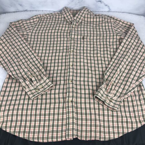 Beretta Long Sleeve Button Down Shirt Mens 4XL Gray red white Plaid Cotton - $18.48