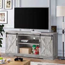 Amyove Tv Stand For 65 Inch Tv, Farmhouse Entertainment Center Tv Media, Gray - £208.80 GBP