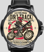 Vintage Art Dirt Track Motocross Stylish Rare Quality Wrist Watch - £43.29 GBP