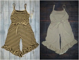 NEW Boutique Girls Striped Ruffle Romper Jumpsuit - £5.14 GBP