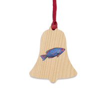 Photography Blue Fish Wooden Christmas Ornaments - $15.99