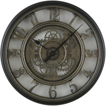 Moving Gear 20&quot; Large Wall Clock, Industrial Age Styling, Modern Rustic, Quartz  - $55.33