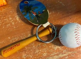 Florida Souvenir Baseball Bat and Ball Keychain Bag Clip Novelty Sports New - £9.17 GBP