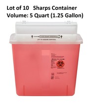 10 PACK Sharps Container 5 Quart Lid Safety Needle Disposal Doctor Tatto... - $79.19