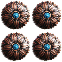 Concho Set of 4 Conchos Western Saddle Tack Copper Flower 401528 - $21.77